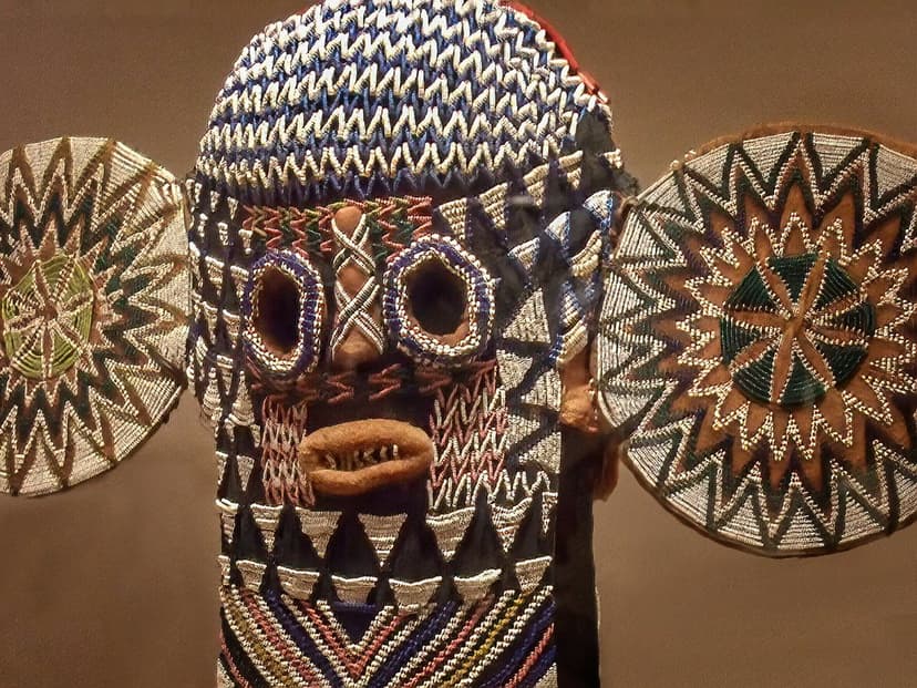 Bamiléké elephant mask with intricate beadwork